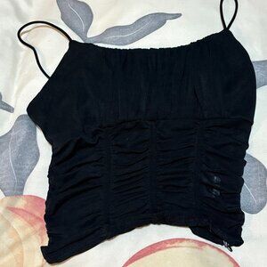 Princess Polly Black Ruched Tank Top Size 2
